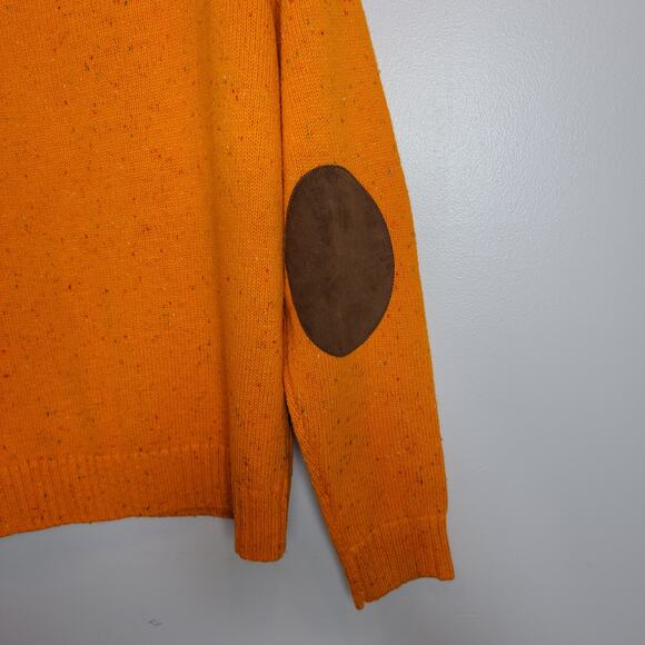 American Eagle Sweater Orange Cotton Elbow Patch Academia Athletic Large #181 - Picture 7 of 10